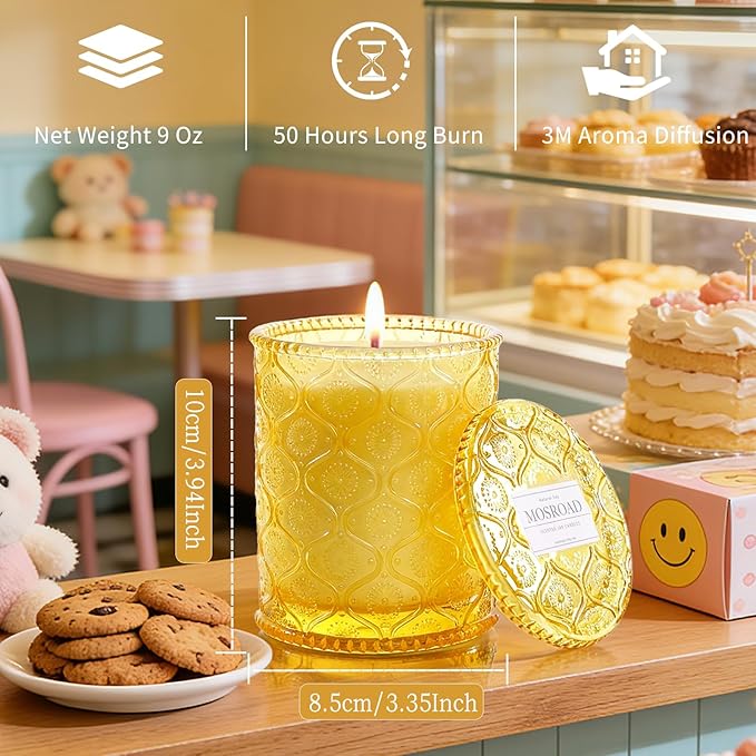 Vanilla Cupcake Scented Jar Candle for Home - Warm Vanilla Sugar & Vanilla Bean Natural Soy Candle, Luxury Aromatherapy Candles for Cozy Home Scented, Gifts for Women & Mom,Bakery Scent & Relaxation
