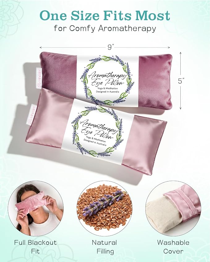 Weighted Eye Mask for Sleep, Yoga, Meditation, Lavender Eye Pillow Heated for Headache, Sinus, Dry Eyes Relief, Moist Heat Mask Purple Relaxation Gifts for Women (Pinkx2)