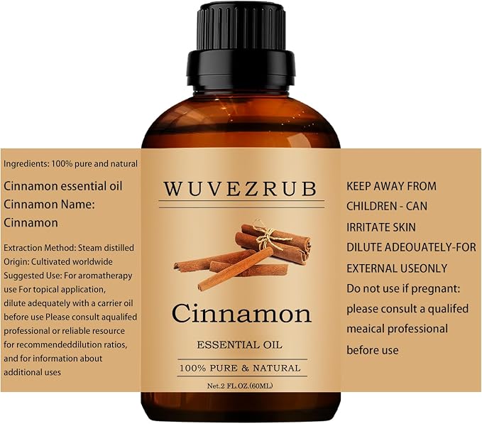 Cinnamon Essential Oils 60ML, 100% Pure and Natural Essential Oil for Aromatherapy Diffuser - 2 Fl Oz