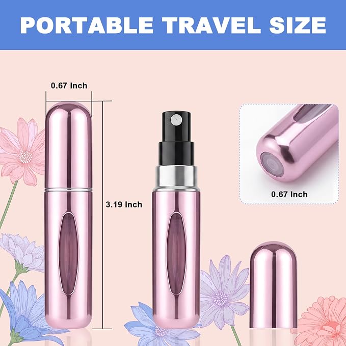 8 Pack Perfume Travel Refillable Bottle, Perfume Atomizer Bottle, Refill Pump Case Spray Bottles for Men and Women (5ml, 8Pack), Travel & Cruise Essentials