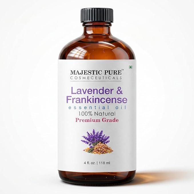 Majestic Pure Lavender & Frankincense Essential Oil Blend, 4 Fl Oz | Aromatherapy Oil, For Diffusers, For Humidifiers, Candle & Soap Making
