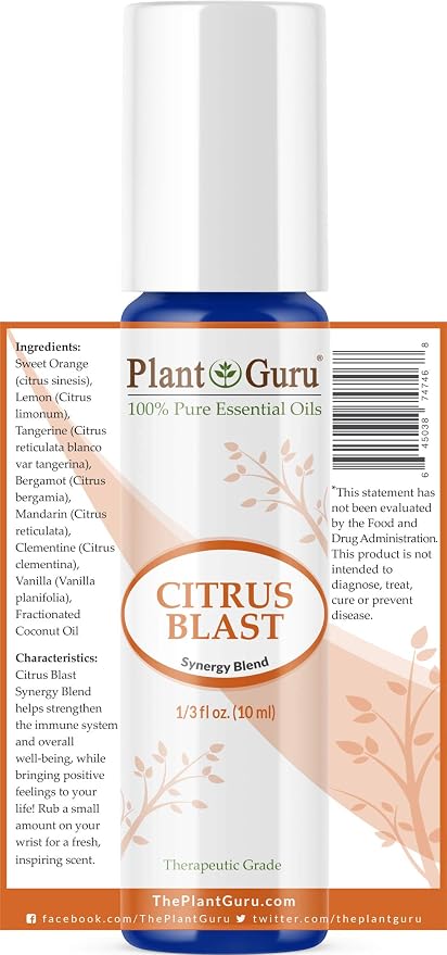 Citrus Blast Essential Oil Blend Roll On 10 ml 100% Pure Pre-Diluted Therapeutic Grade.