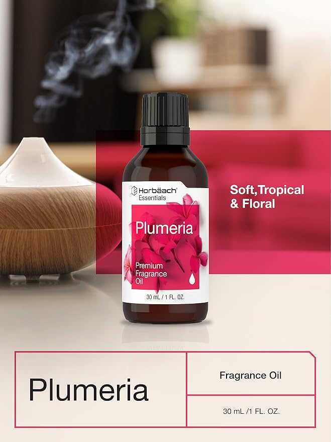 Horbäach Plumeria Fragrance Oil | 1 fl oz (30ml) | Premium Grade | for Diffusers, Candle and Soap Making, DIY Projects & More