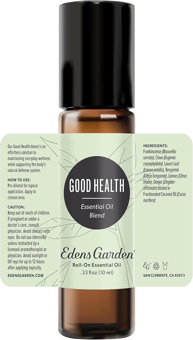 Edens Garden Good Health Essential Oil Roll-On Blend- 100% Pure Premium Grade, Natural, Therapeutic, Aromatherapy, Kid & Skin Safe, The Best For Comfort, Health, Wellness Pre-Diluted 10 ml (.33 fl oz)
