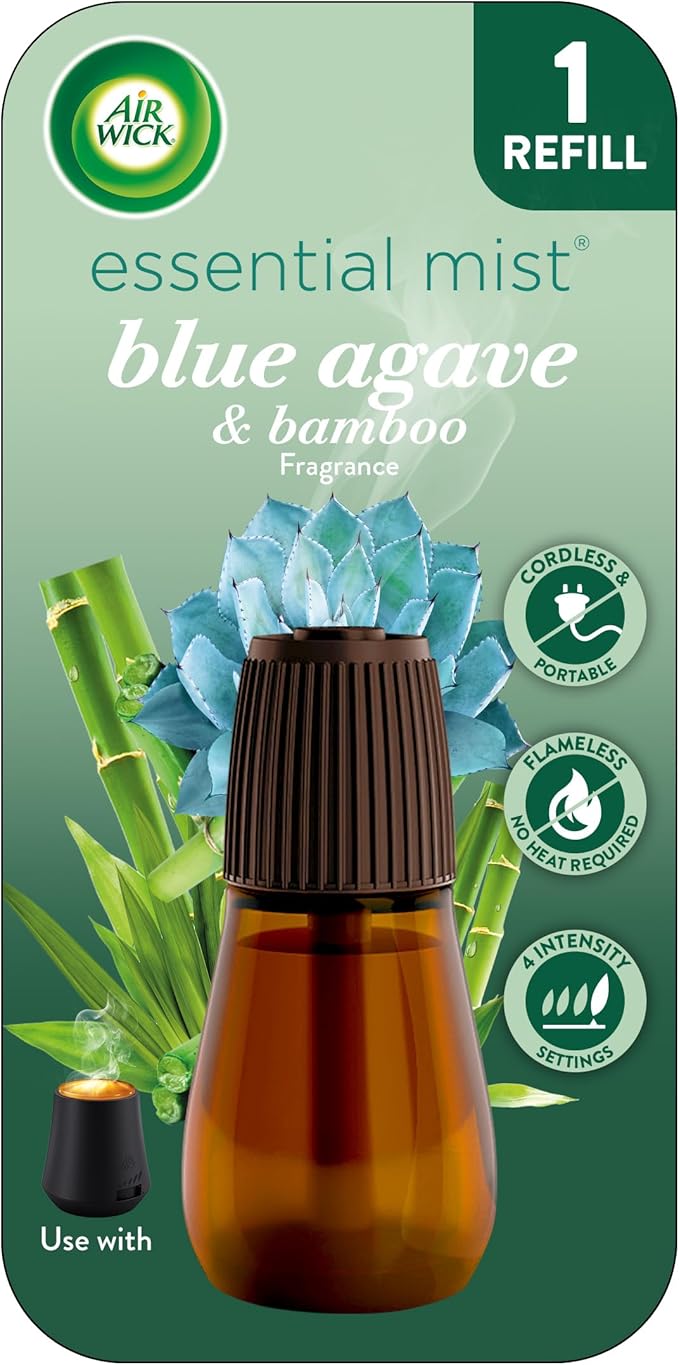 Air Wick Essential Mist Refill, Essential Oils Diffuser, Blue Agave and Bamboo, 1 ct, Air Freshener