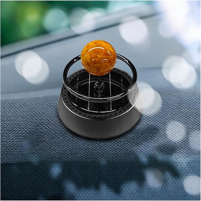 Solar Car Air Diffuser, Alloy Planet Rotating Aromatherapy Diffuser, Funny Car Dashboard Ornament, Vehicle Interior Decoration Accessories for Men, Women(Black)