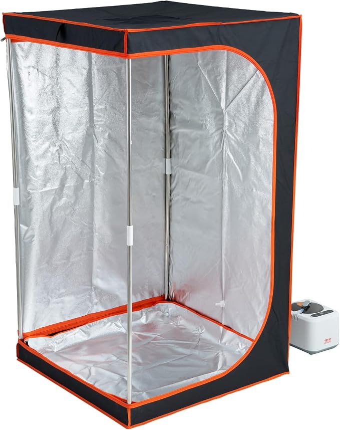 VEVOR Portable Steam Sauna Tent Full Size, 1000W Personal Sauna Kit for Home Spa, Detoxify & Soothing Heated Body Therapy, Time & Temperature Remote Control with Floor Mat
