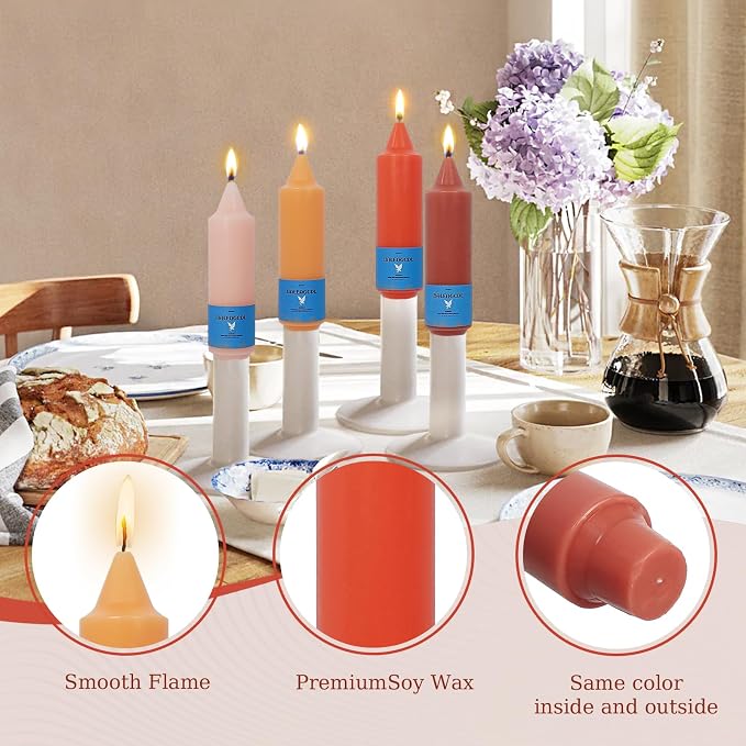 Smokeless Candlesticks Short Taper Candle,Unscented 5 Inches Gradient Orange Candle Sticks Dripless Tapered Candles for Home Décor Gifts