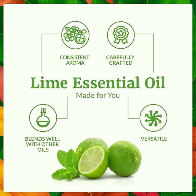 SVA Lime Essential Oil – 4 Fl Oz - for Diffuser, Skin & Hair Care – Ideal for Massage & DIY Blends - with Dropper