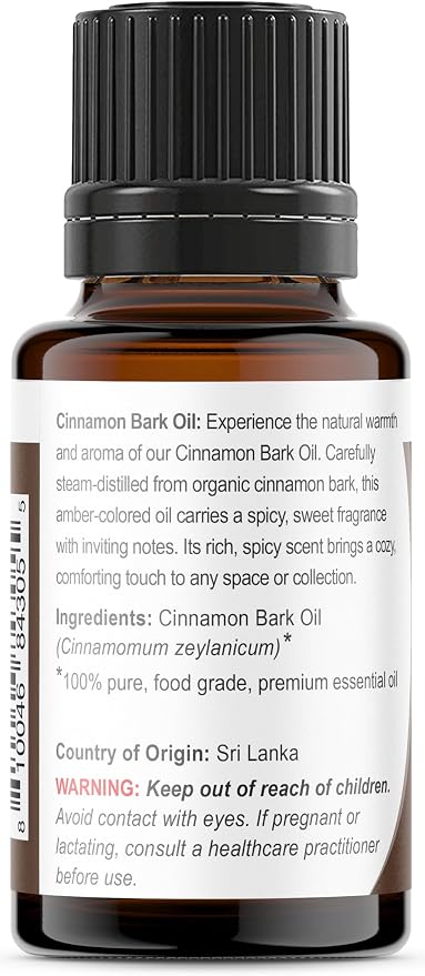 Viva Doria Ceylon Cinnamon Bark Oil - 100% Pure, Natural, Undiluted, Food Grade Essential Oil, 15 mL (0.5 Fl Oz)
