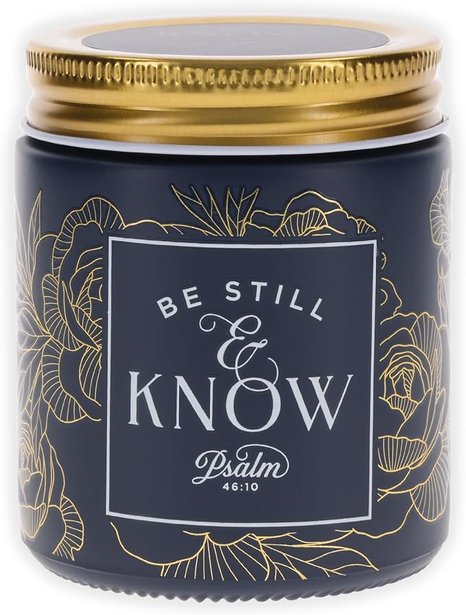 Christian Art Gifts Soy Wax Scented Candle: Be Still & Know Bible Verse, Nordic Seaside Scent, Pure Essential Oils, 4.5oz, Up to 20 Hours Burn Time, Glass Jar w/Metal Lid, Encouragement Gift for Women