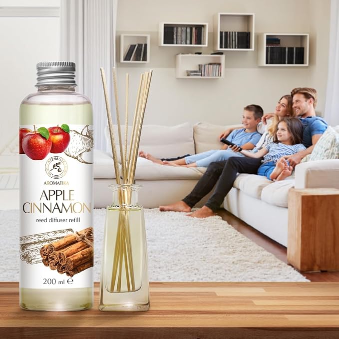 Reed Diffuser Refill Apple-Cinnamon 6.8Fl Oz - Room Fragrance with Cinnamon Essential Oil - Home Fragrance - Air Freshener - Aromatherapy - Spa - Home - Office - Club - Restaurant - Boutique