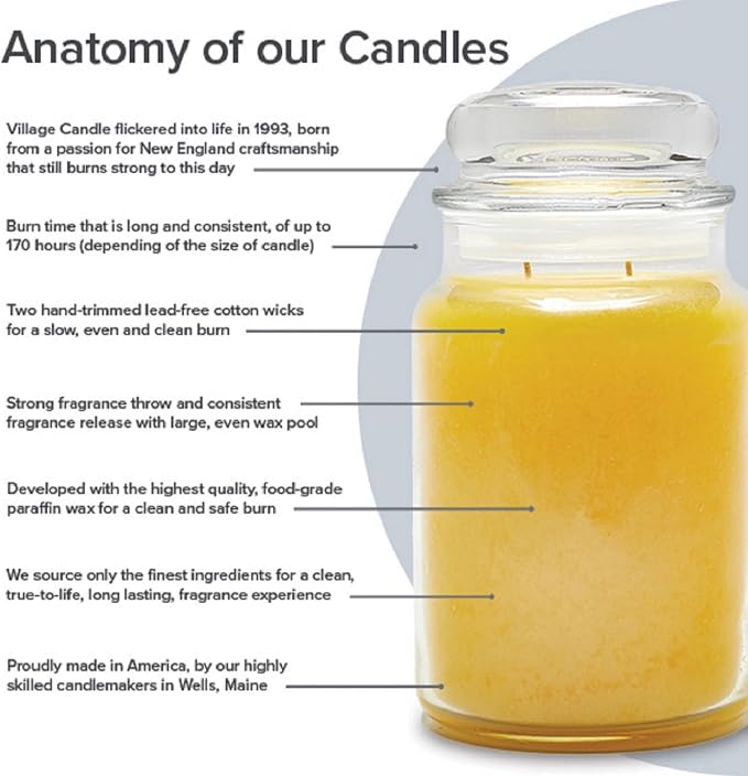 Village Candle Gardenia Large Glass Apothecary Jar Scented Candle, 21.25 oz, White