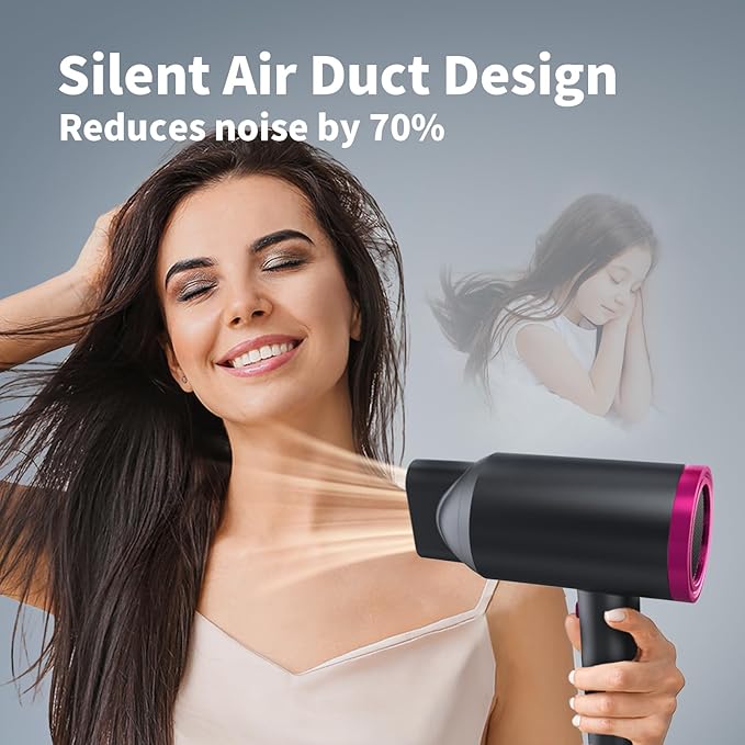 ANNE BETTY Ionic Hair Dryer with Diffuser, Powerful 1800W Blow Dryer for Women & Men, Fast-Drying Hair Dryer with Nozzle for Home, Salon, Travel