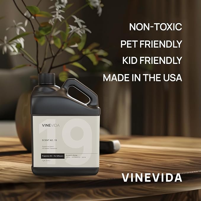 VINEVIDA [128 Fl Oz] Caribbean Teakwood Fragrance Oil for Cold Air Diffusers, Essential Oils for Diffuser Oil Refill & Air Freshener Room Spray