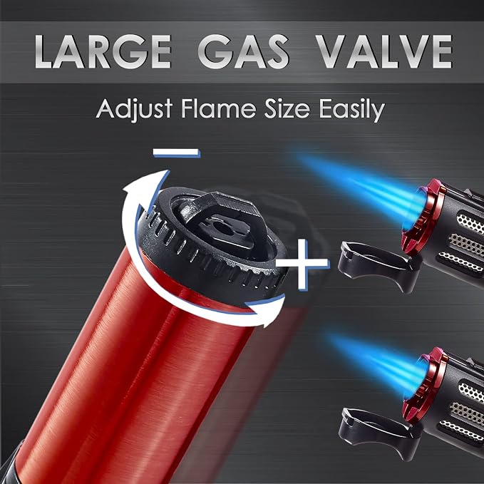 Urgrette 4 Pack Torch Lighter Triple 3 Jet Flame Refillable Butane Lighters Windproof Adjustable Portable Lighter (Butane Not Included)