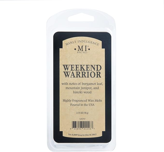 Manly Indulgence Weekend Warrior Scented Wax Melts, Wax Melt Warmer Cubes, Long Lasting Scented Wax Warmer Cubes, 4 Pack, 6 Cubes Each - Made in The USA