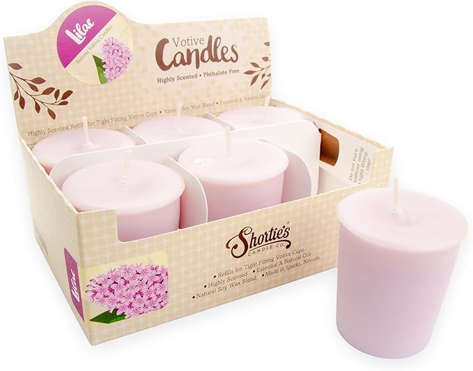 Pure Lilac Soy Votive Candles - Scented with Natural Fragrance Oils - 6 Purple Natural Votive Candle Refills - Flower & Floral Collection