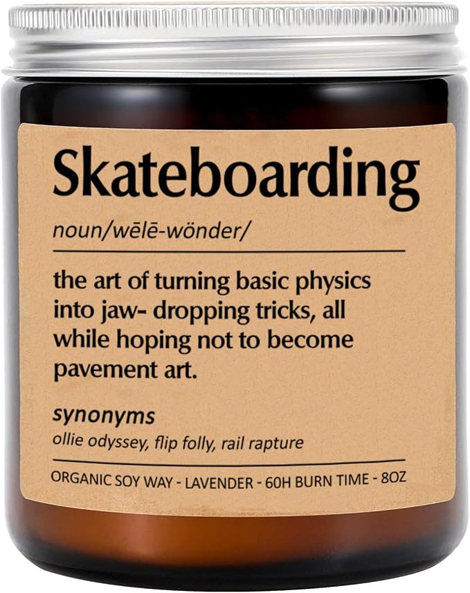 Skateboarding Candle, Skateboarding Definition Candle, Gift for Skateboardinger, Best Skateboardinger, Funny Surprise Gift, Gift for Him Her, Lavende Scented Candles Soy 8Oz