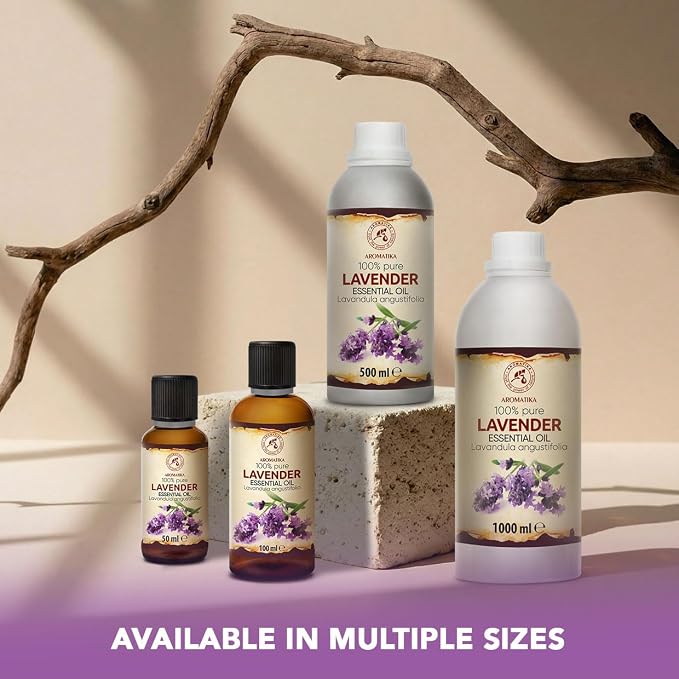 Lavender Essential Oil 3.4 Fl Oz - Lavandula Angustifolia - 100% Pure & Natural use for Tension Relief - Good Mood - Freshen Rooms - for Bath - Sauna - Scented Oils