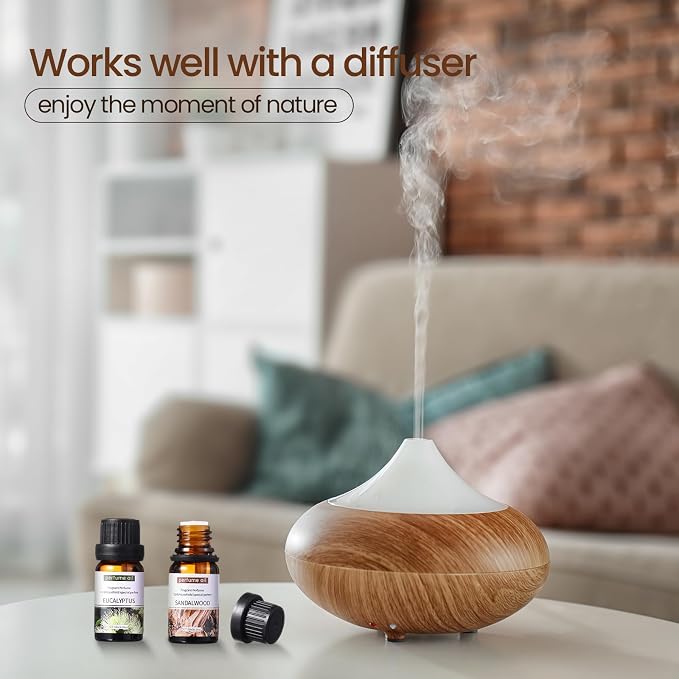 Nuanchu 60 Essential Oils Set Aromatherapy Natural Essential Oil Kit for Diffuser Candle Soap Making Massage Skin Care Sandalwood Eucalyptus Lavender Tea Tree Peppermint Aromatherapy Oil