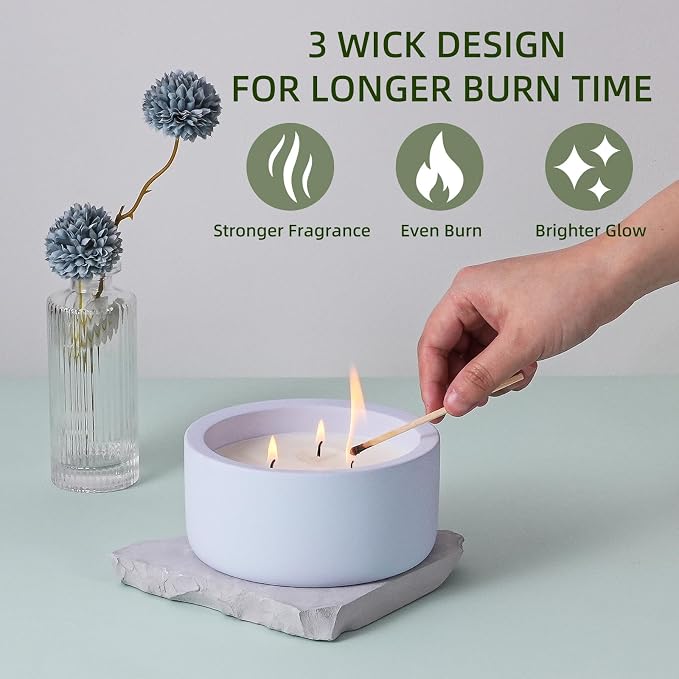 Viyffo Large 20oz Scented Candle - Citronella & Lavender, 3 Wick Non Toxic Soy Candles for Women, Matte Purple Ceramic Jar, Luxury Home Fragrance, Elegant Room Decor & Premium Birthday Gift