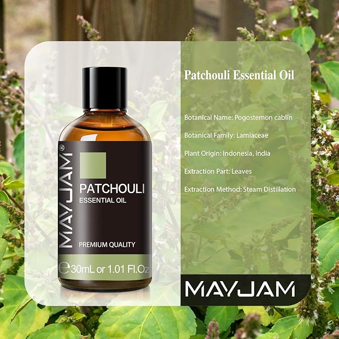 MAYJAM Patchouli Essential Oil, 1.01FL.OZ Essential Oils, Use with Diffuser, During Yoga, Massage, Bath, Patchouli Oil(30ml)