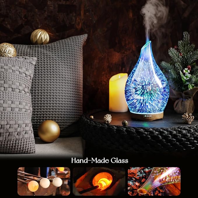 Porseme 280ml Essential Oil Diffuser, Aroma Ultrasonic Humidifier with Remote Control, BPA Free, Auto Shut-Off, Timer Setting