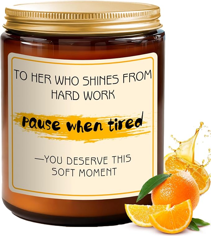 Relaxing Candle Gift for Women Men - Orange Candle for Home Scented, Relaxing Gifts for Anxiety Relief - Mothers Day, Calm Down, Birthday Aromatherapy Candles for Women Friend Coworker Mom