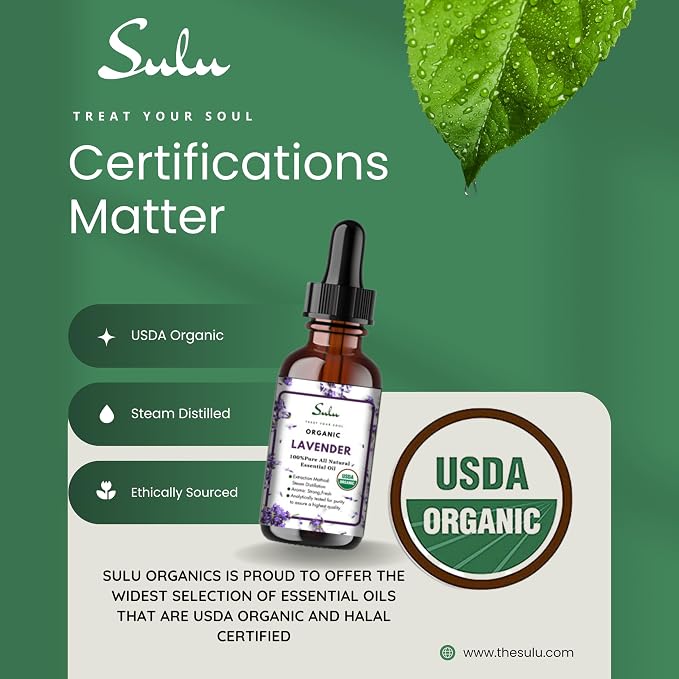 Pure USDA Certified Organic Lavender Essential Oil (118 ml / 4 fl.oz)