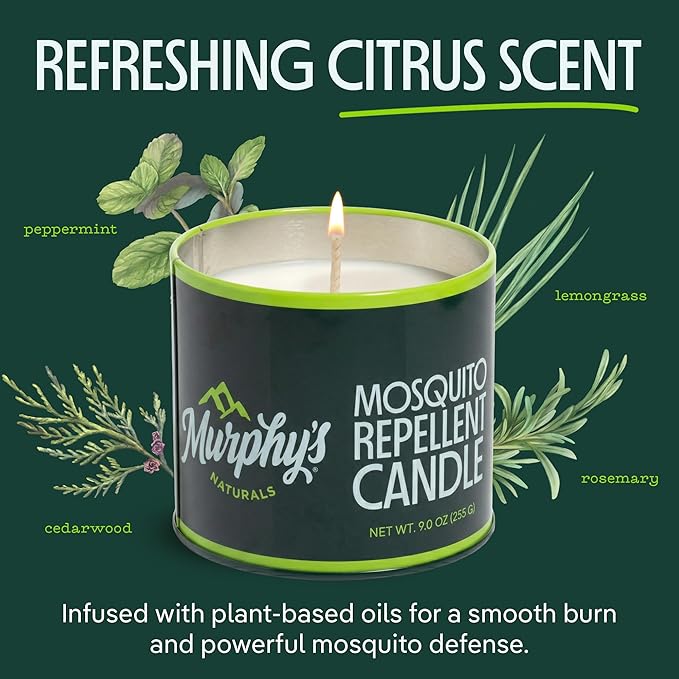 Murphy's Naturals Mosquito Bug Repellent Candles for Outdoor Patio, Citronella & Essential Oils, Soy/Beeswax Blend, 30-Hour Burn Time, 9 Ounce, 2-Pack