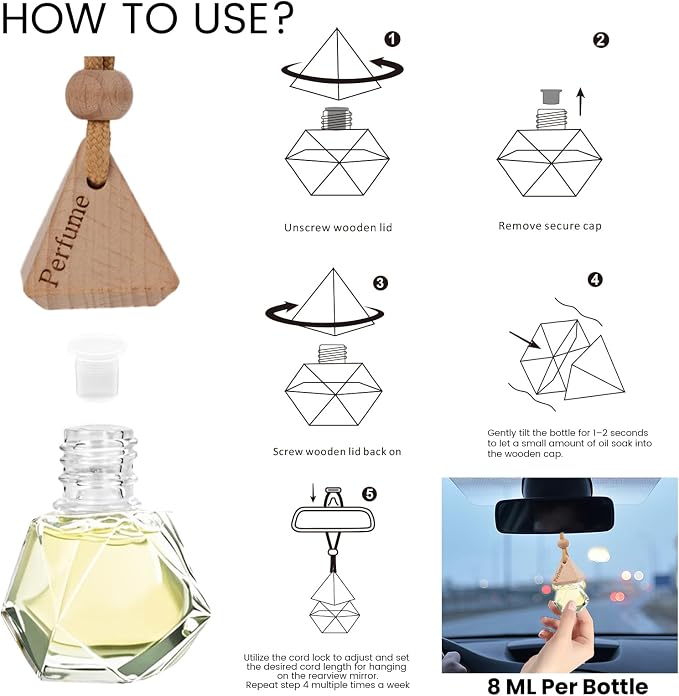 Car Air Freshener Hanging Diffuser – Long-Lasting Essential Oil Scent (Up to 60 Days) – Non-Toxic & Eco-Friendly – 2-Pack Auto Fresheners Made in USA