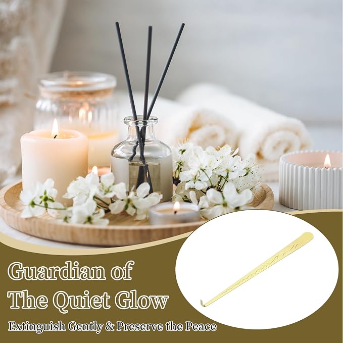 uxcell 2 Pcs Candle Wick Dipper, Stainless Steel Candle Wick Hook, Flame Dipper Snuffer Extinguish Accessory Flat Design for Putting Out Flame Home Decor Gifts, Gold
