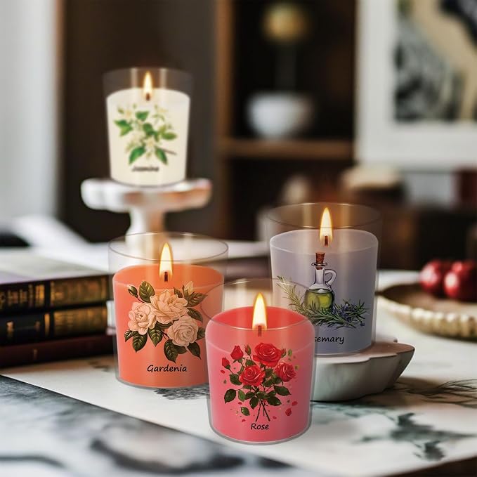 Aromatherapy Candles Set - 24 Pack Scented Candles with 12 Natural Fragrances, Votive Candles in Clear Plastic Jars for Home Decor, Stress Relief, Sleep, Ideal Gift for Women,Mother's Day, Birthday.