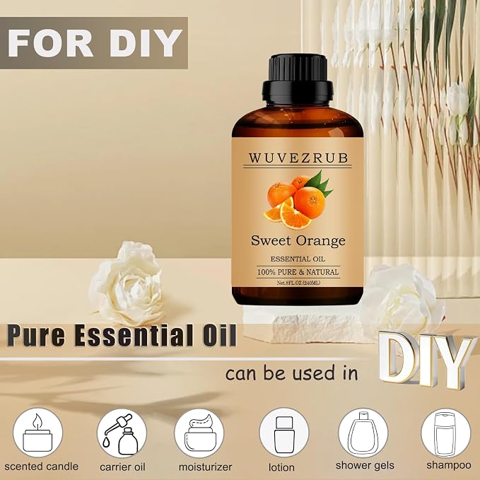 Sweet-Orange Essential Oil - 240ML, 100% Pure & Natural for Aromatherapy Diffuser - 8 Fl Oz