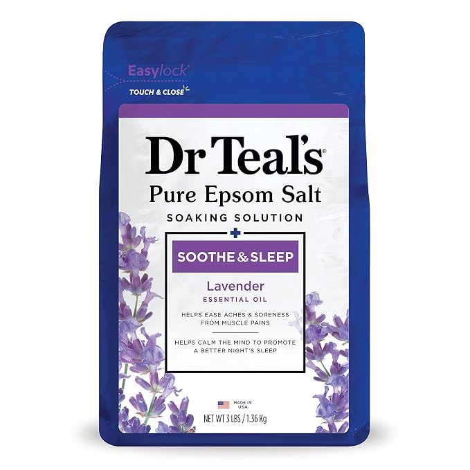 Dr Teal's Sleep Spray with Melatonin & Essential Oil Blend (Pack of 3) & Epsom Salt Soaking Solution Soothe & Sleep Lavender 3lbs