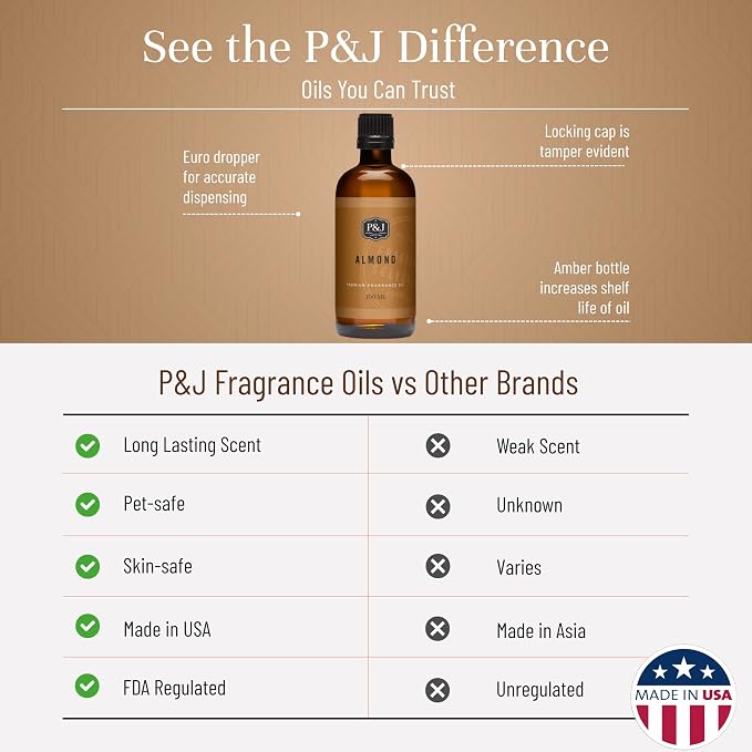 P&J Trading - Almond Scented Oil 100ml - Fragrance Oil for Candle Making, Soap Making, Diffuser Oils
