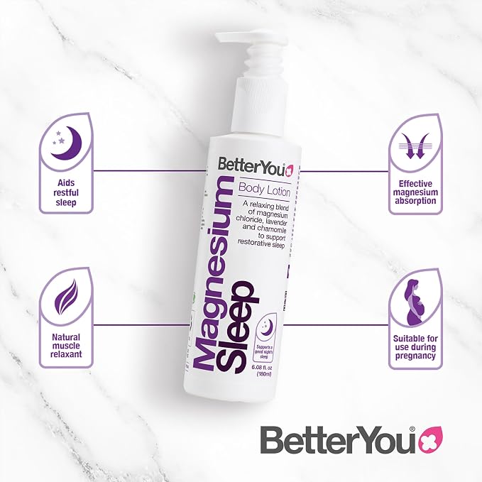 BetterYou Adult Sleep Bundle - Magnesium Bath Salt, Body Lotion, and Essential Oils Spray - Soothe Tired Muscles - Lavender and Chamomile Blend - 3 pc