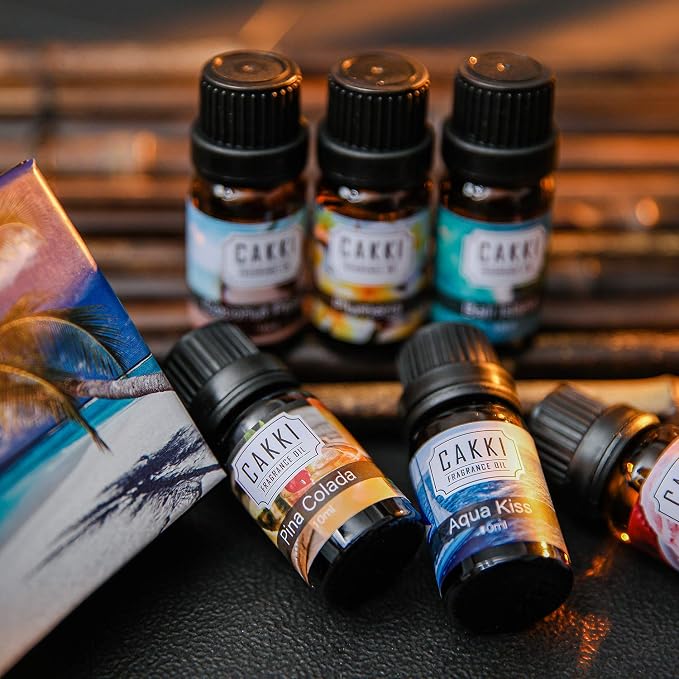 Summer Essential Oils for Diffusers for Home, CAKKI Fragrance Oils Set, Long Lasting, 6X10ml with Coconut, Pina Colada, Aqua Kiss, Bali Island, Strawberry, Aromatherapy Oils, for Candles Making, Gifts