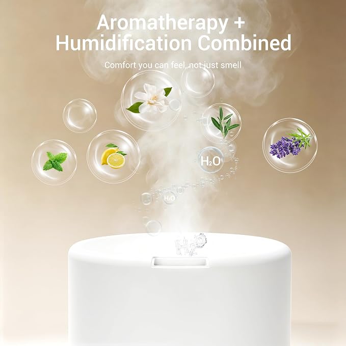 ASAKUKI Essential Oil Diffuser for Home, 300 ml Humidifier with Automatic Shut-Off, Quiet Aromatherapy Diffuser with 7 LED Lights for Living Room, Kitchen, Bedroom, Hotel - Light Brown