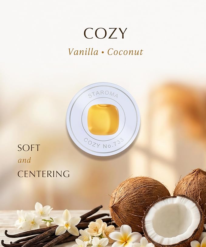 Cozy (Vanilla Essential Oil Refill), Compatible with STAROMA Waterless Essential Oil Diffuser – Premium Aromatherapy Fragrance, Gentle and Consistent Scent – for 200 sqft Small Home, Office, Car