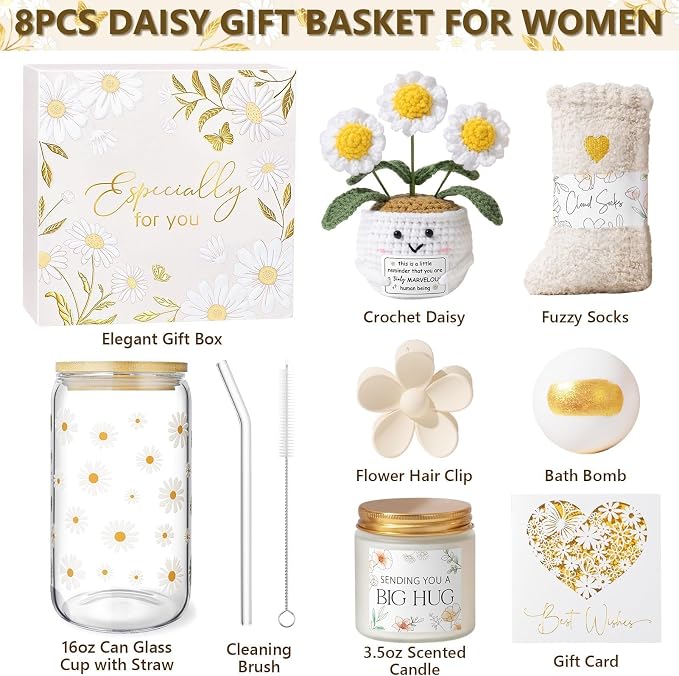 Birthday Gifts for Women Care Package Get Well Soon Gift Baskets, Unique Self Care Spa Gift Set for Women, Mothers Day Thinking of You Inspirational Gifts for Womens Mom Her Friends Sister Teen Girls