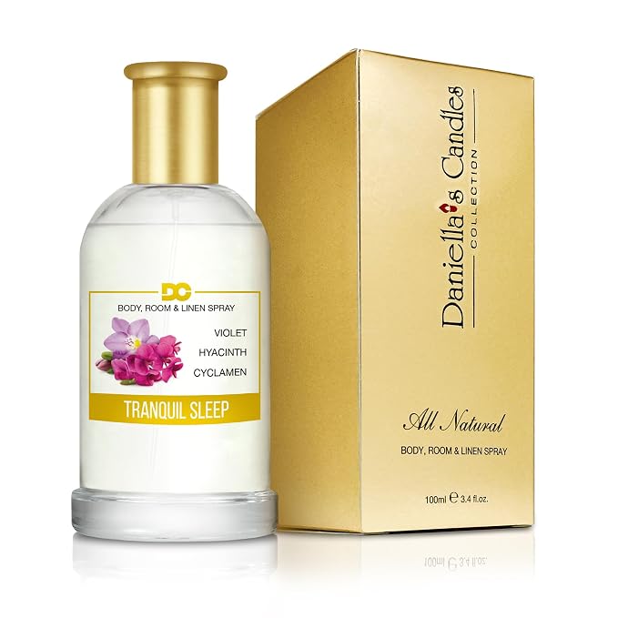 Daniella's Candles Tranquil Sleep Body Room and Linen Spray, Aromatherapy Natural Body Mist & Room Spray, Long Lasting Fragrance, 100ml/3.4oz