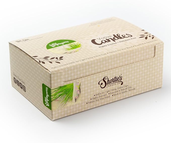 Wild Lemongrass Soy Votive Candles - Scented with Natural Fragrance Oils - 6 Yellow Natural Votive Candle Refills - Fresh & Clean Collection
