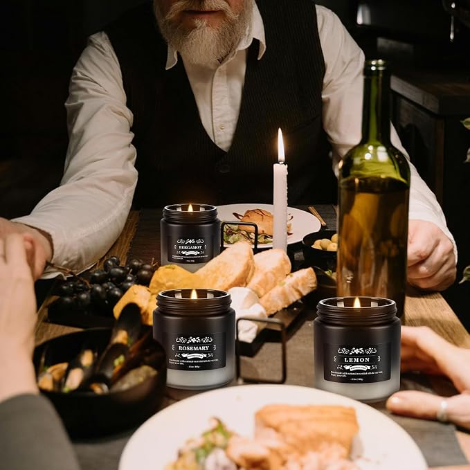 Scented Candles Set - 24 Pack Black&White Men Candles for Home Scented, 3.5 oz, Aromatherapy Soy Candle Gifts Set for Men, Birthday, Valentine, Anniversary, June Holiday Present for Him, Dad, Husband