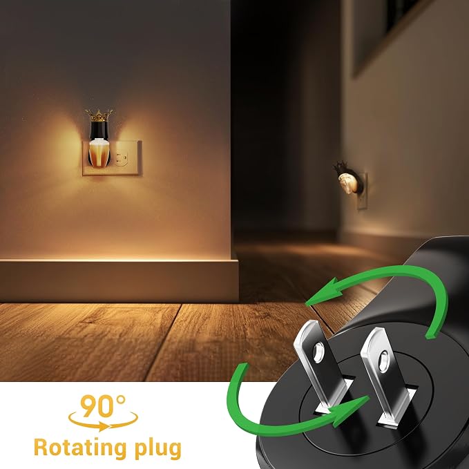 L LOHAS LED Wall Fragrance Plug with Night Light 2Pcs Compatible with Bath and Body Works Wall Fragrance, 90°Rotatable Plug Essential Oil Diffuser for Home, Office (Black)