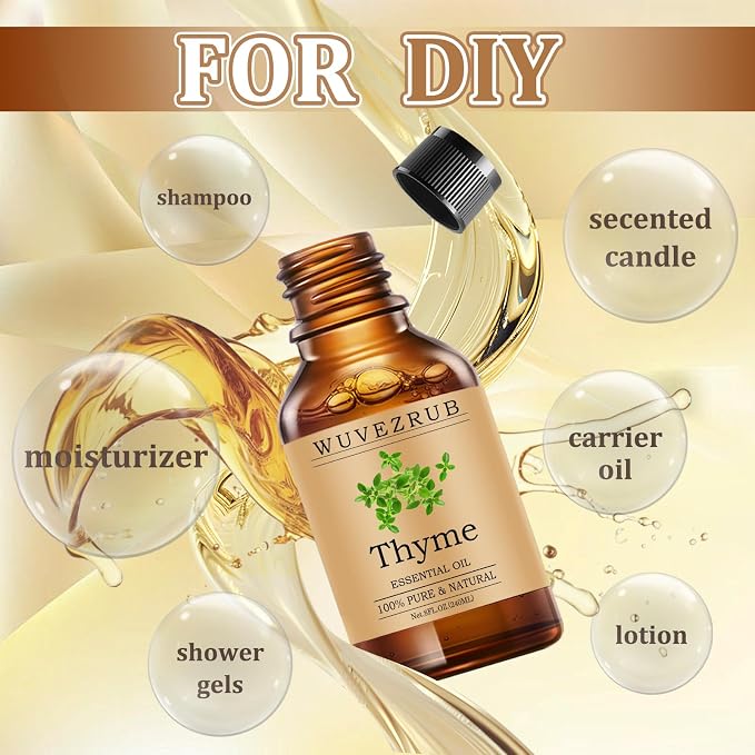 Thyme Essential Oils 240ML, Pure Thyme Essential Oil for Aromatherapy Diffuser - 8 Fl Oz