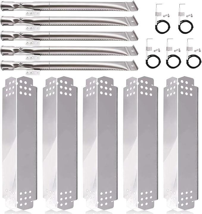 Grill Replacement Parts for Nexgrill 5 Burner 720-0888, 720-0888N, Nexgrill 4 Burner 720-0830H, Members Mark 720-0882D, Stainless Steel Heat Plates, Burner Tubes and Grill Igniters Replacement Kit.