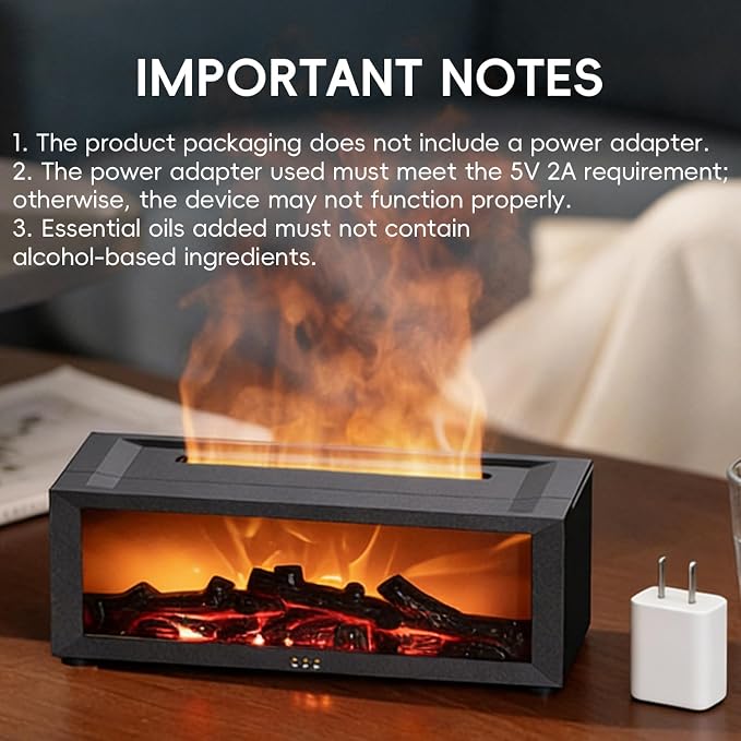 YALEDI Essential Oil Diffuser, 7 Colors Fireplace Flame Fire Oil Diffuser, 150ml Ultrasonic Aromatherapy Humidifier, Scent Diffuser with Remote Control & Timer for Home,Bedroom,Office,Yoga (Black)