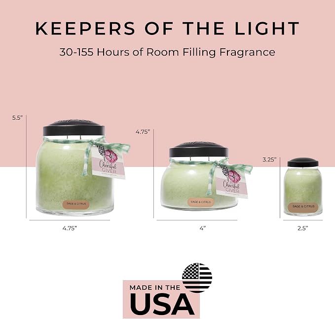 A Cheerful Giver - Sage & Citrus Mama Scented Glass Jar Candle (22oz) with Lid & True to Life Fragrance Made in USA